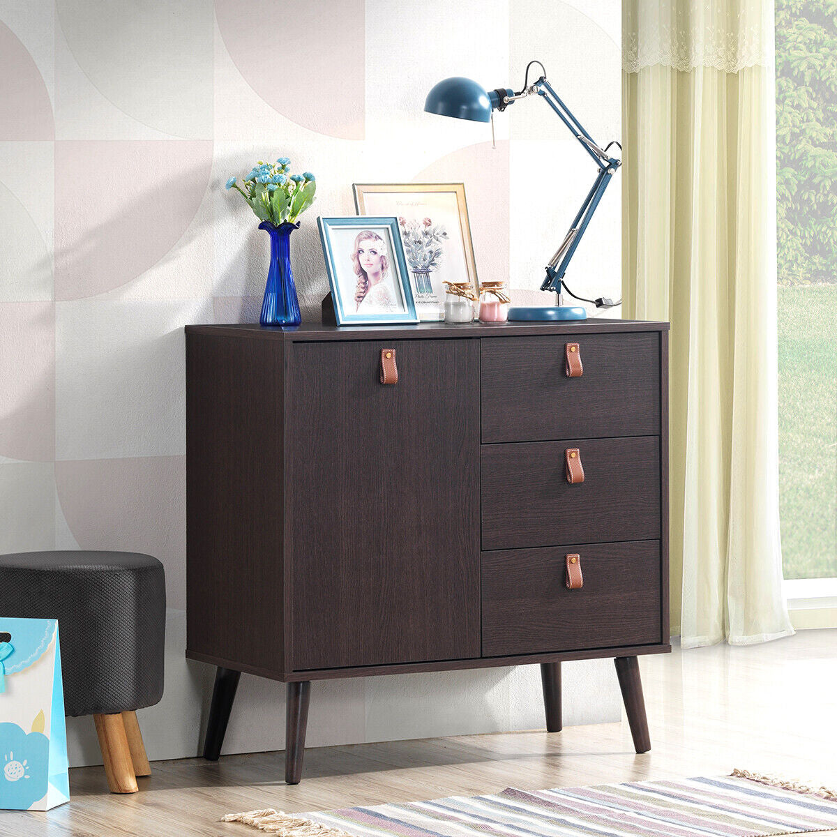 3-Drawer Sideboard Storage & Display Cabinet – Brown